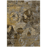 3' X 5' Brown Terracotta and Gray Floral Washable Non Skid Indoor Outdoor Area Rug