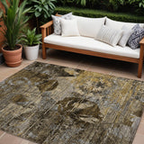 8' X 10' Brown Terracotta and Gray Floral Washable Non Skid Indoor Outdoor Area Rug