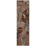 2' X 8' Brown Terracotta and Gray Abstract Washable Indoor Outdoor Runner Rug