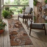2' X 8' Brown Terracotta and Gray Abstract Washable Indoor Outdoor Runner Rug