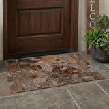 3' X 5' Brown Terracotta and Gray Floral Washable Non Skid Indoor Outdoor Area Rug