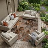 8' X 10' Brown Terracotta and Gray Floral Washable Non Skid Indoor Outdoor Area Rug