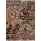 8' X 10' Brown Terracotta and Gray Floral Washable Non Skid Indoor Outdoor Area Rug