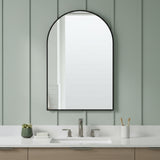 39" Black Arch Metal Framed Bathroom Vanity Mirror