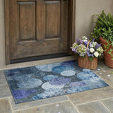 3' X 5' Gray and Blue Abstract Washable Non Skid Indoor Outdoor Area Rug