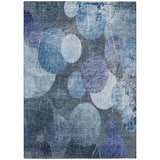 5' X 8' Gray and Blue Abstract Washable Non Skid Indoor Outdoor Area Rug