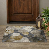 2' X 3' Brown Beige and Ivory Abstract Washable Non Skid Indoor Outdoor Area Rug