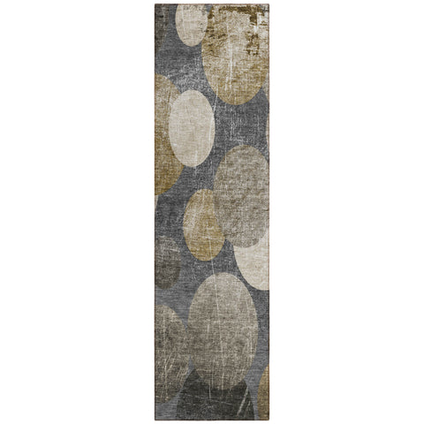 2' X 8' Brown Beige and Ivory Abstract Washable Non Skid Indoor Outdoor Runner Rug