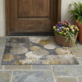 3' X 5' Brown Beige and Ivory Abstract Washable Non Skid Indoor Outdoor Area Rug
