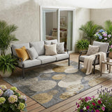 5' X 8' Brown Beige and Ivory Abstract Washable Non Skid Indoor Outdoor Area Rug