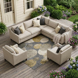 8' X 10' Brown Beige and Ivory Abstract Washable Non Skid Indoor Outdoor Area Rug