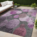 5' X 8' Gray and Purple Abstract Washable Non Skid Indoor Outdoor Area Rug