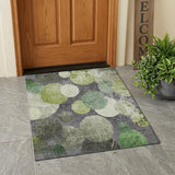 3' X 5' Green and Gray Abstract Washable Non Skid Indoor Outdoor Area Rug