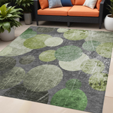 5' X 8' Green and Gray Abstract Washable Non Skid Indoor Outdoor Area Rug