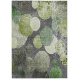 5' X 8' Green and Gray Abstract Washable Non Skid Indoor Outdoor Area Rug