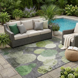5' X 8' Green and Gray Abstract Washable Non Skid Indoor Outdoor Area Rug