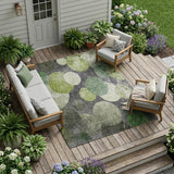 8' X 10' Green and Gray Abstract Washable Non Skid Indoor Outdoor Area Rug