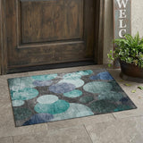 2' X 3' Gray Blue and Purple Abstract Washable Non Skid Indoor Outdoor Area Rug