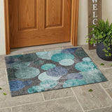 3' X 5' Gray Blue and Purple Abstract Washable Non Skid Indoor Outdoor Area Rug