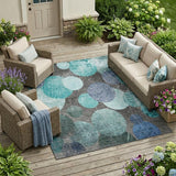 8' X 10' Gray Blue and Purple Abstract Washable Non Skid Indoor Outdoor Area Rug