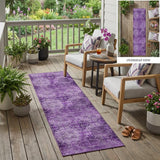 2' X 8' Eggplant Floral Medallion Washable Non Skid Indoor Outdoor Runner Rug