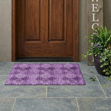 3' X 5' Eggplant Floral Medallion Washable Non Skid Indoor Outdoor Area Rug