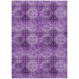 5' X 8' Eggplant Floral Medallion Washable Non Skid Indoor Outdoor Area Rug