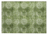 2' X 3' Olive Green Floral Medallion Washable Non Skid Indoor Outdoor Area Rug