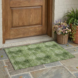 2' X 3' Olive Green Floral Medallion Washable Non Skid Indoor Outdoor Area Rug