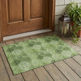 3' X 5' Olive Green Floral Medallion Washable Non Skid Indoor Outdoor Area Rug