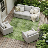 8' X 10' Olive Green Floral Medallion Washable Non Skid Indoor Outdoor Area Rug