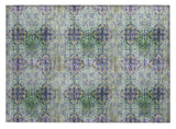 2' X 3' Purple and Green Floral Medallion Washable Non Skid Indoor Outdoor Area Rug