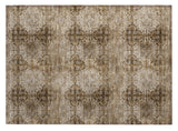 2' X 3' Taupe Floral Medallion Washable Non Skid Indoor Outdoor Area Rug
