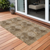 2' X 3' Taupe Floral Medallion Washable Non Skid Indoor Outdoor Area Rug