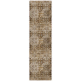 2' X 8' Taupe Floral Medallion Washable Non Skid Indoor Outdoor Runner Rug