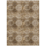 3' X 5' Taupe Floral Medallion Washable Non Skid Indoor Outdoor Area Rug