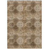 5' X 8' Taupe Floral Medallion Washable Non Skid Indoor Outdoor Area Rug