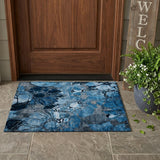 2' X 3' Blue and Gray Abstract Washable Indoor Outdoor Area Rug