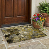 2' X 3' Green and Brown Abstract Washable Indoor Outdoor Area Rug