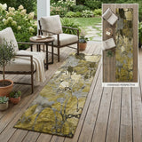 2' X 8' Green and Brown Abstract Washable Indoor Outdoor Runner Rug