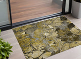 3' X 5' Green and Brown Abstract Washable Indoor Outdoor Area Rug