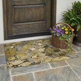 3' X 5' Green and Brown Abstract Washable Indoor Outdoor Area Rug