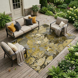 8' X 10' Green and Brown Abstract Washable Indoor Outdoor Area Rug