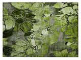 2' X 3' Fern Green and Gray Floral Washable Non Skid Indoor Outdoor Area Rug