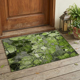 2' X 3' Fern Green and Gray Floral Washable Non Skid Indoor Outdoor Area Rug