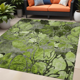5' X 8' Fern Green and Gray Abstract Washable Indoor Outdoor Area Rug