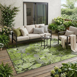 5' X 8' Fern Green and Gray Abstract Washable Indoor Outdoor Area Rug