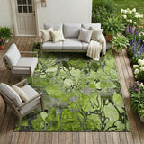 8' X 10' Fern Green and Gray Abstract Washable Indoor Outdoor Area Rug