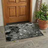 2' X 3' Gray Abstract Washable Indoor Outdoor Area Rug