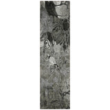 2' X 8' Gray Abstract Washable Indoor Outdoor Runner Rug